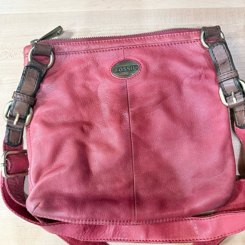 Fossil Red Leather Shoulder Bag